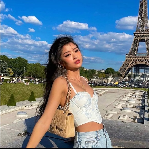 Blue and white floral corset top - Picture 3 of 6